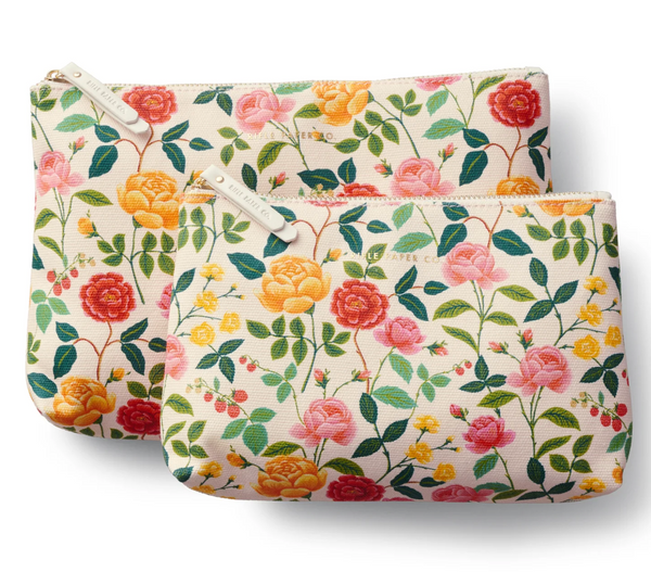 Rifle Paper Co. Roses Set of 2 Zippered Pouch Set
