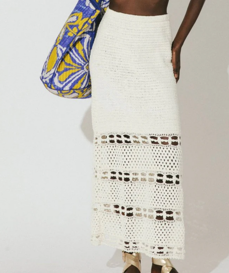Cleobella Adela Hand Crochet Midi Skirt Ivory