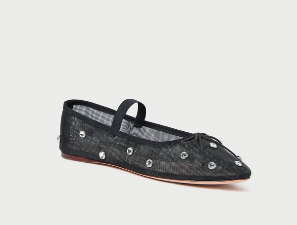 Loeffler Randall Leonie Black/Crystal Ballet Flat