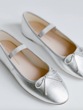 Loeffler Randall Leonie Silver Leather Ballet Flat