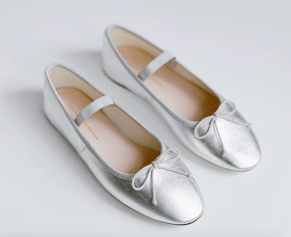 Loeffler Randall Leonie Silver Leather Ballet Flat