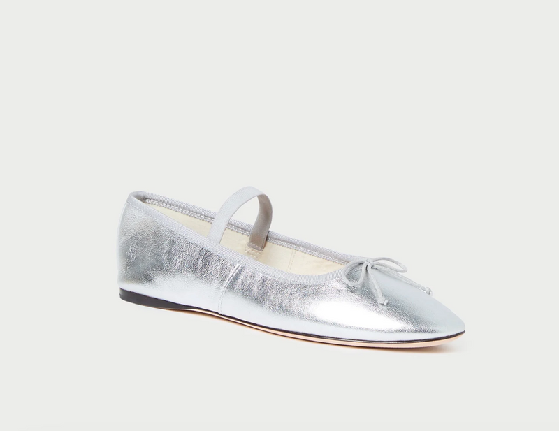 Loeffler Randall Leonie Silver Leather Ballet Flat