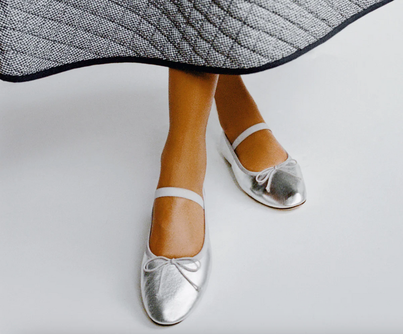 Loeffler Randall Leonie Silver Leather Ballet Flat