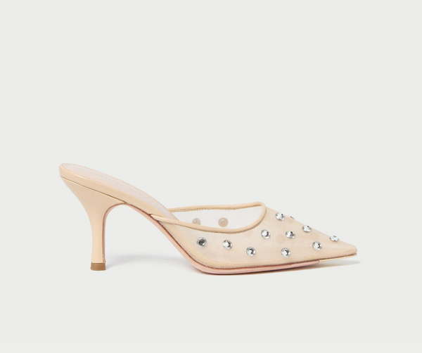 Loeffler Randall Paloma Cream/Crystal Mesh Mule