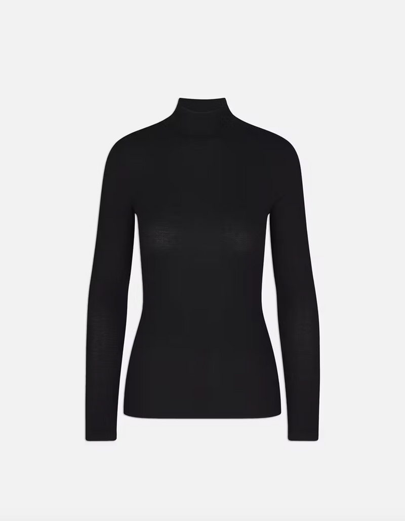 Frame Lurex Turtleneck Top Black