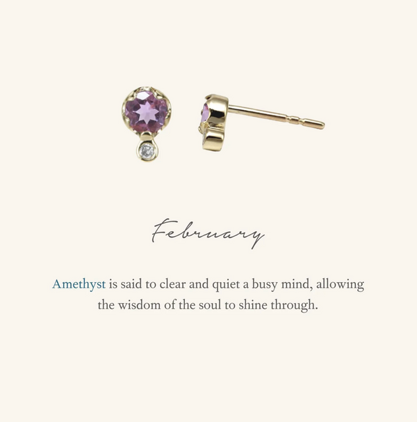 Zahava Amethyst Birthstone Diamond Earring February