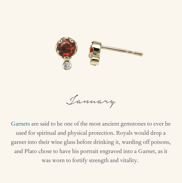 Zahava Garnet Birthstone Diamond Earring January