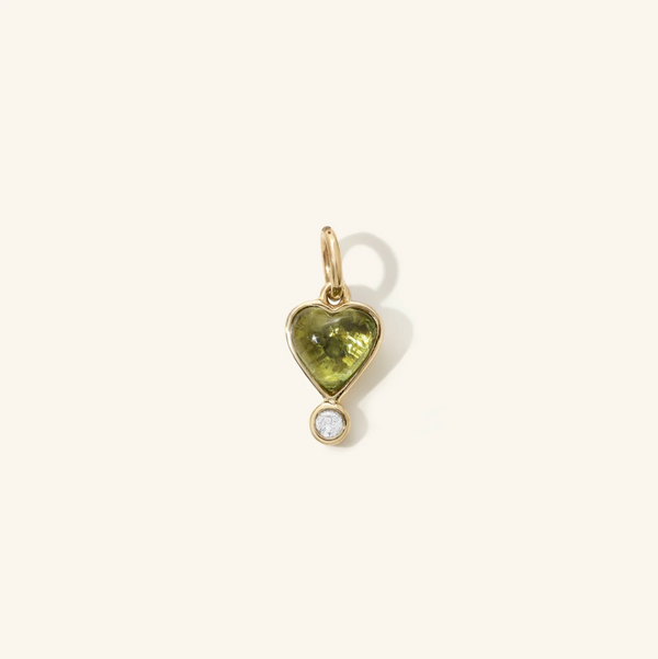 Zahava Green Tourmaline And Diamond Byrdie Heart Charm