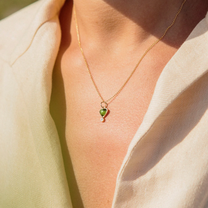 Zahava Green Tourmaline And Diamond Byrdie Heart Charm