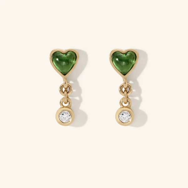 Zahava Green Tourmaline Byrdie Heart Diamond Studs