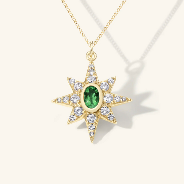 Zahava Large Pav Starburst Pendant Emerald