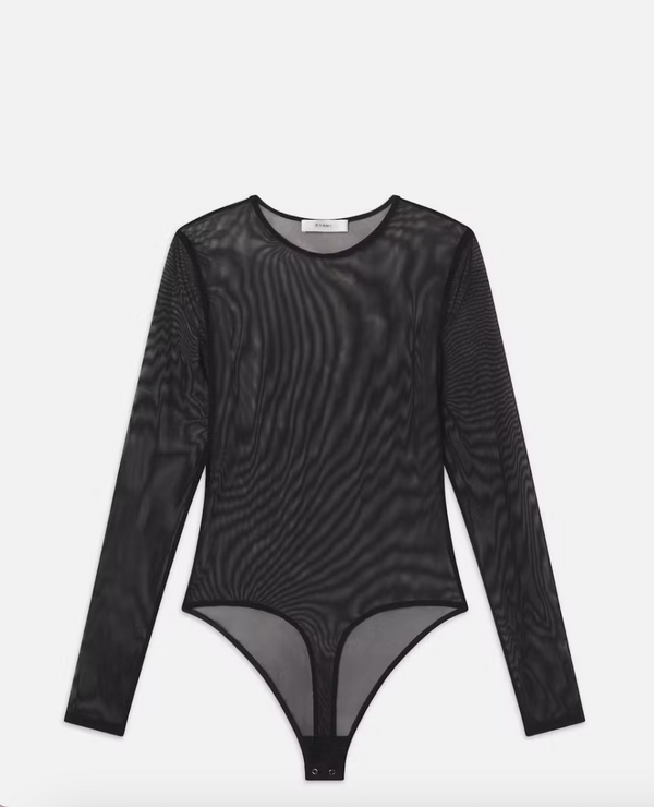 Frame Stretch Mesh Bodysuit Black