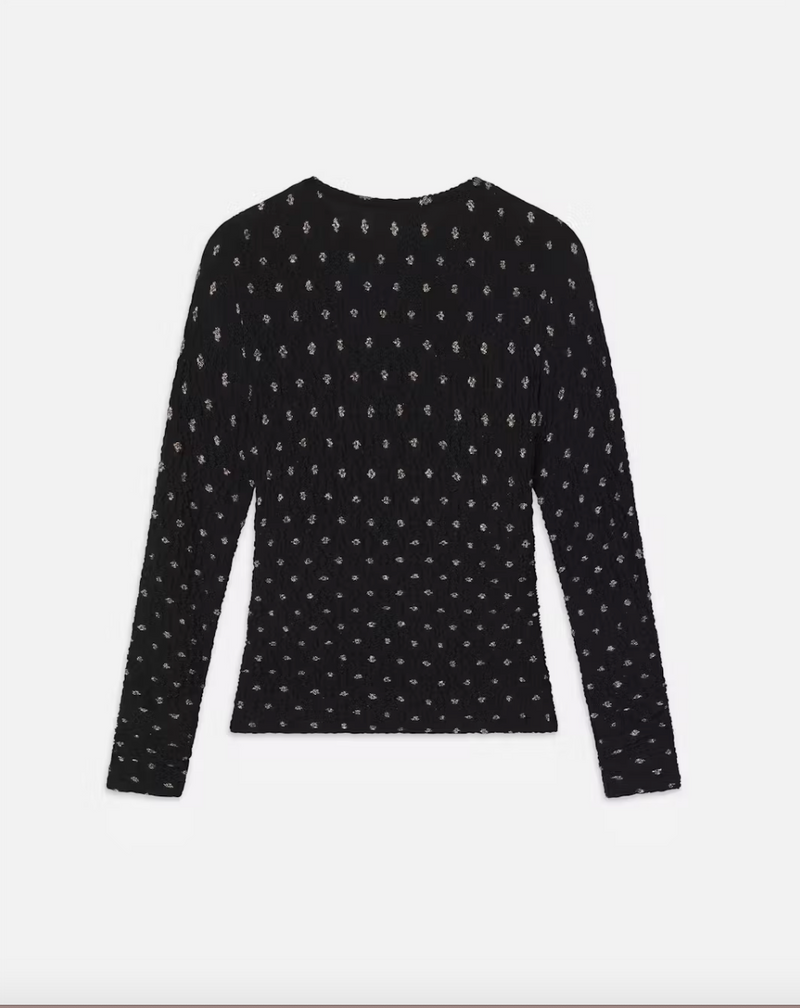 Frame Dotted Stretch Mesh Top Black Multi