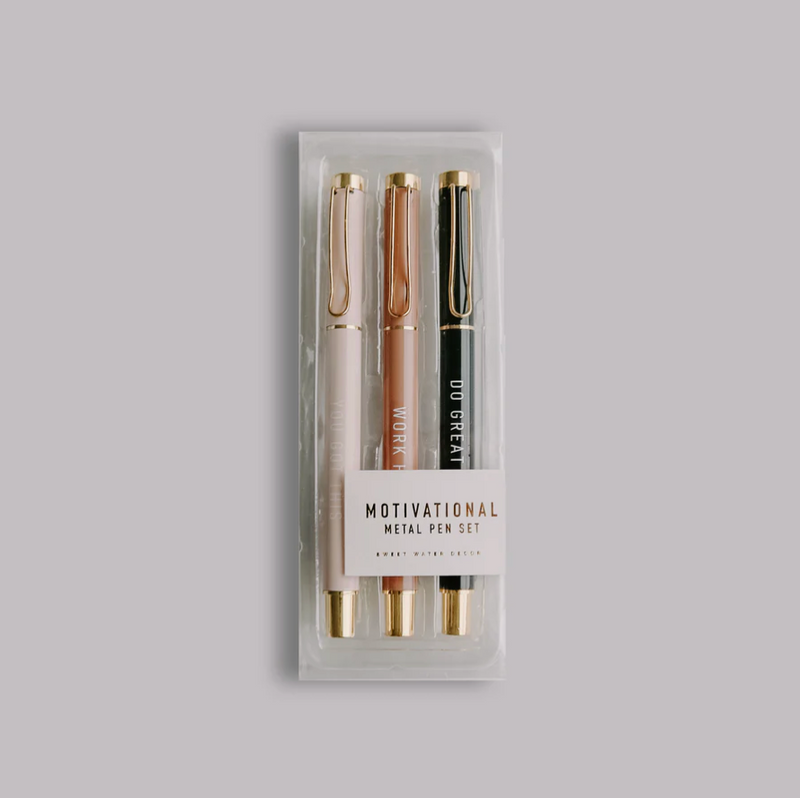 Sweet Water Decor Motivational Metal Pen Set