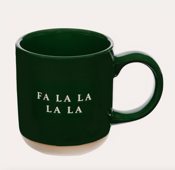 Sweet Water Decor Fa La La 14oz. Green Stoneware Coffee Mug