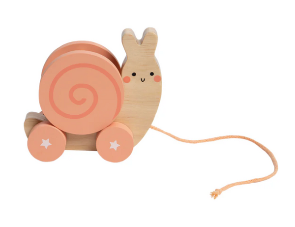 Pearhead Snail wooden pull toy