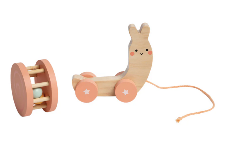 Pearhead Snail wooden pull toy