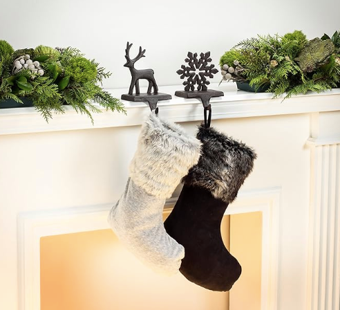 Abbott Reindeer Stocking Hldr-Dkbrn-8.25"