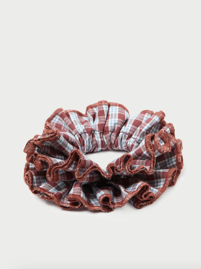 Loeffler Randall Felice Mini Maroon Gingham Scrunchie