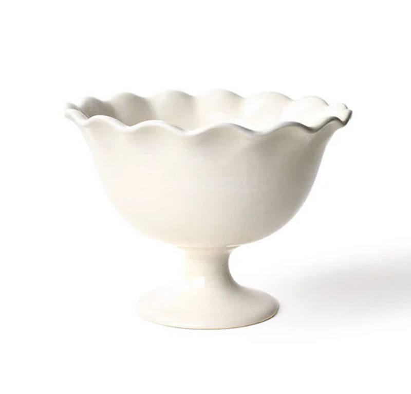 Coton Colors Signature White Ruffle 9 Footed Trifle Bowl