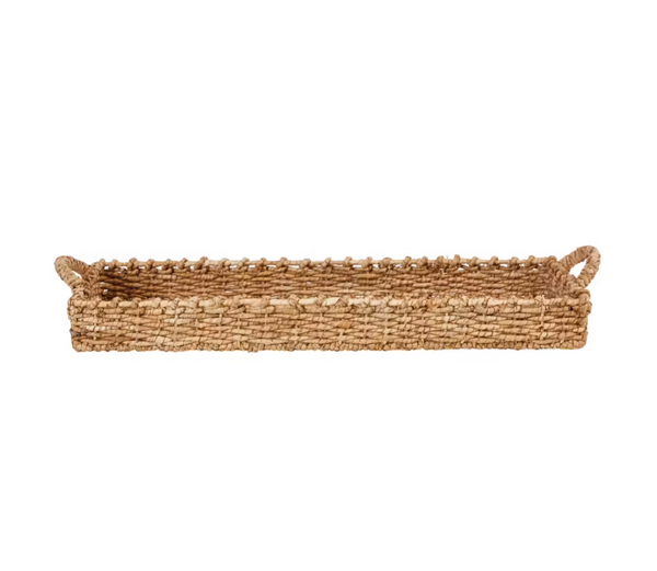 Decorative Hand-Woven Seagrass Tray w/ Handles, Natural