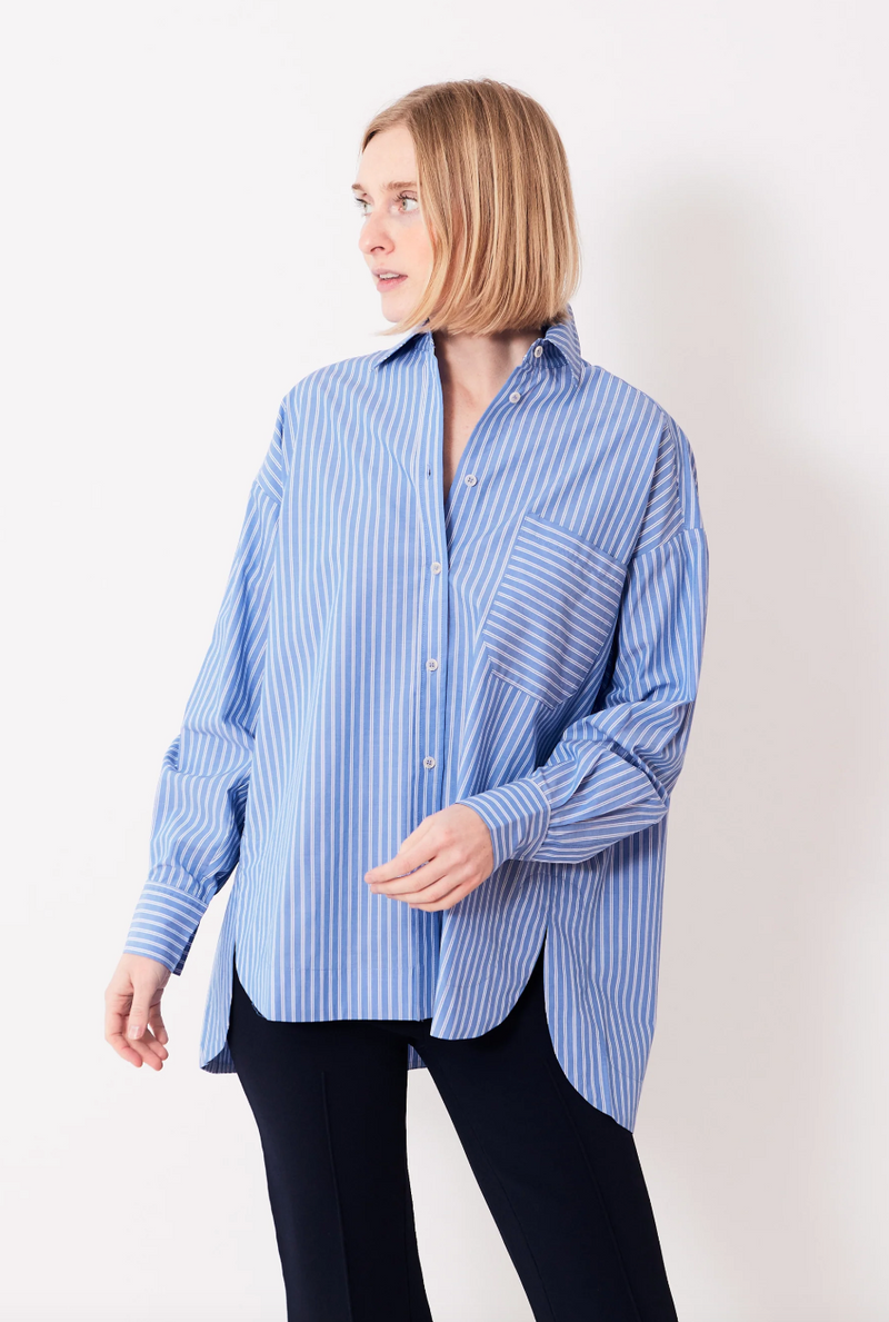 Apiece Apart Aldea Oversized Button Down Lue & Cream Stripe