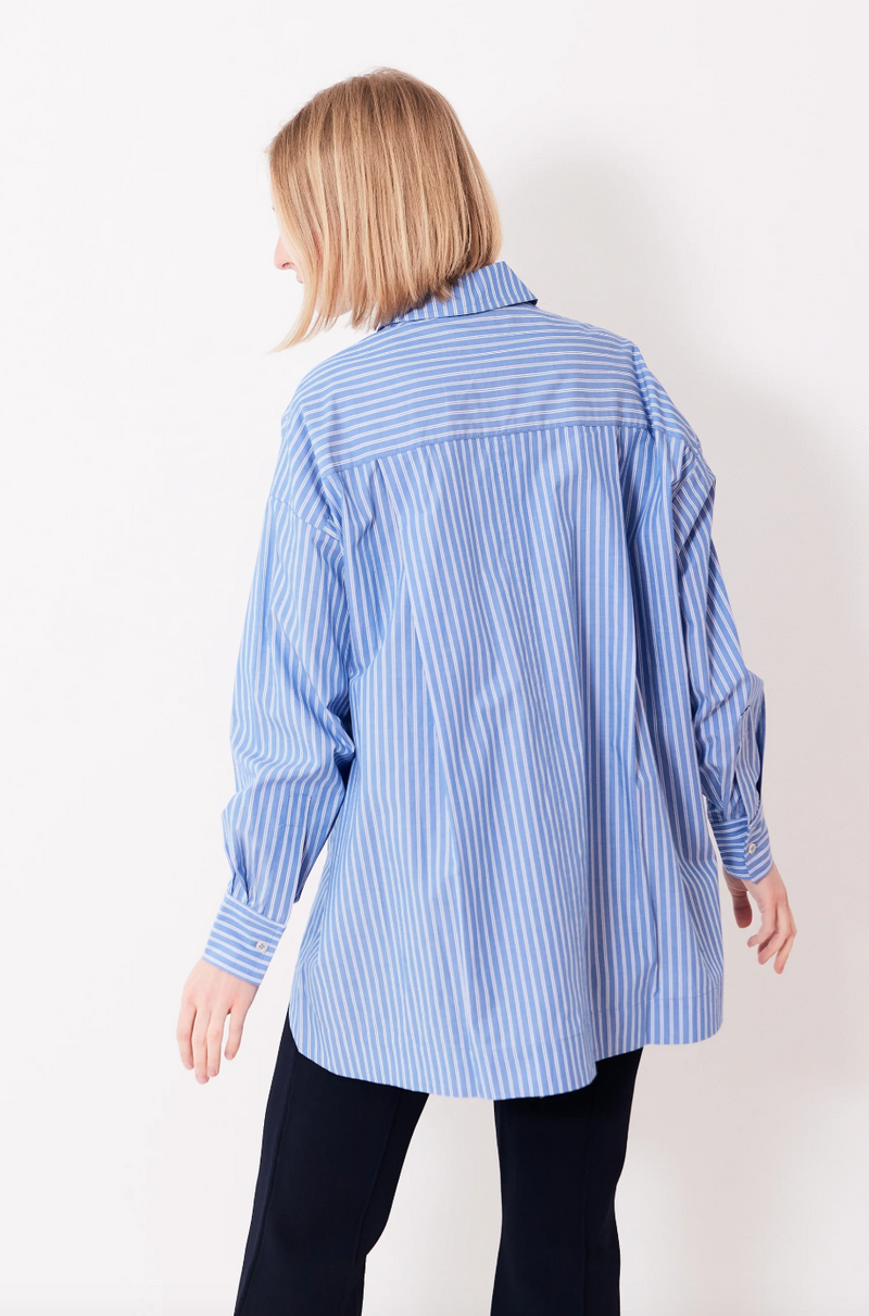 Apiece Apart Aldea Oversized Button Down Lue & Cream Stripe