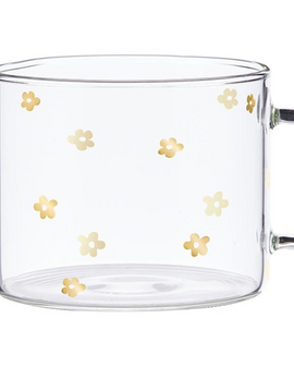 Santa Barbara Design Studio Large Glass Mug - Gold Flowers