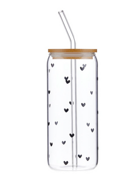 Santa Barbara Design Studio Glass Cold Brew Tumbler - Black Hearts