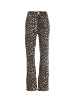 Ganni Foil Print Denim Carri Chain Leopard