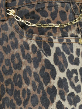 Ganni Foil Print Denim Carri Chain Leopard