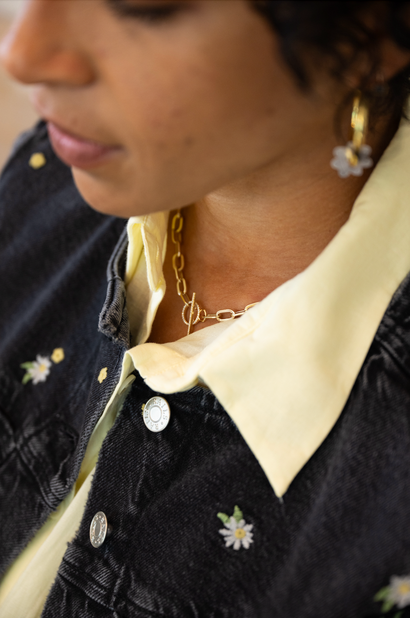 EF Collection Jumbo Diamond Toggle Necklace