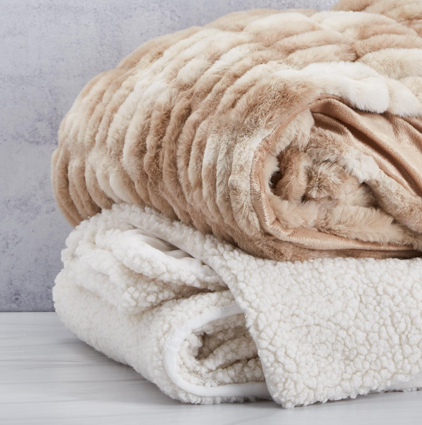 Two's Company Inc MARBLED FAUX FUR THROW