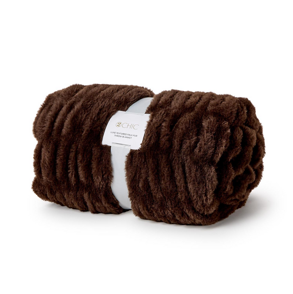 Two's Company Inc BROWN FAUX FUR THROW