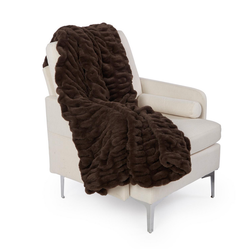Two's Company Inc BROWN FAUX FUR THROW