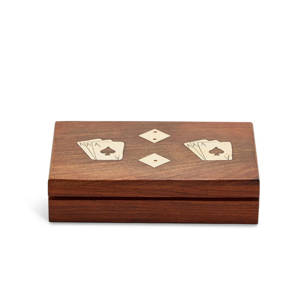 Two's Company Inc Wood Crafted Playing Card/Dice Game Set