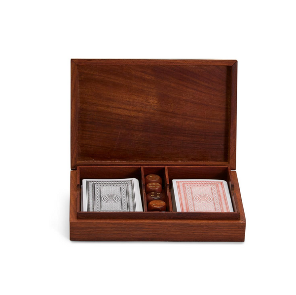 Two's Company Inc Wood Crafted Playing Card/Dice Game Set