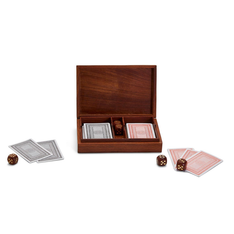 Two's Company Inc Wood Crafted Playing Card/Dice Game Set
