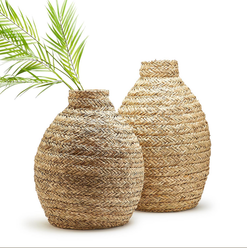 Two's Company Inc Basket Weave Bottle Shape Vase