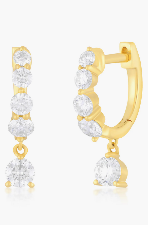 EF Collection Graduated Diamond Drop Mini Huggie Earrings