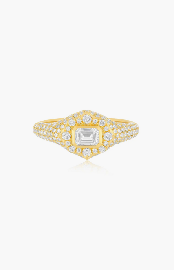EF Collection Emerald Cut Diamond Daphne Signet Ring