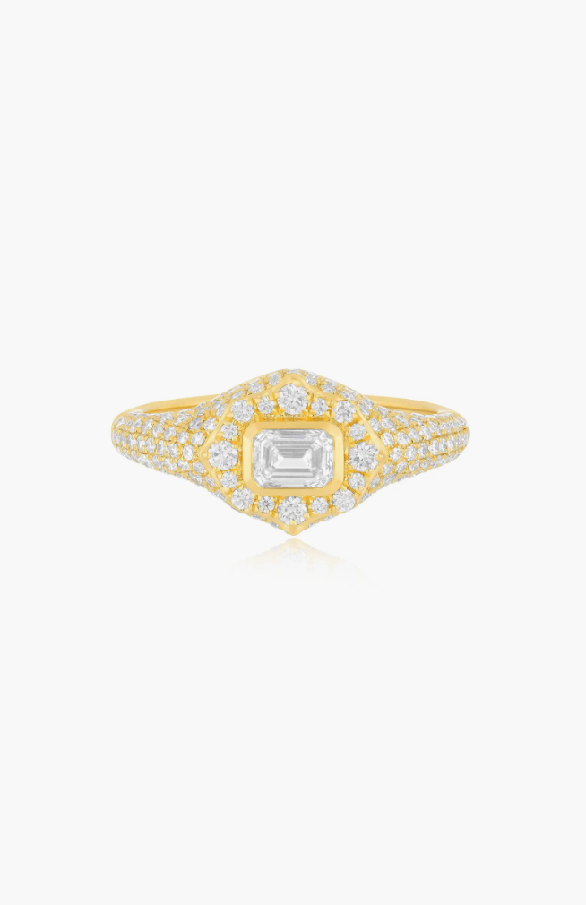 EF Collection Emerald Cut Diamond Daphne Signet Ring