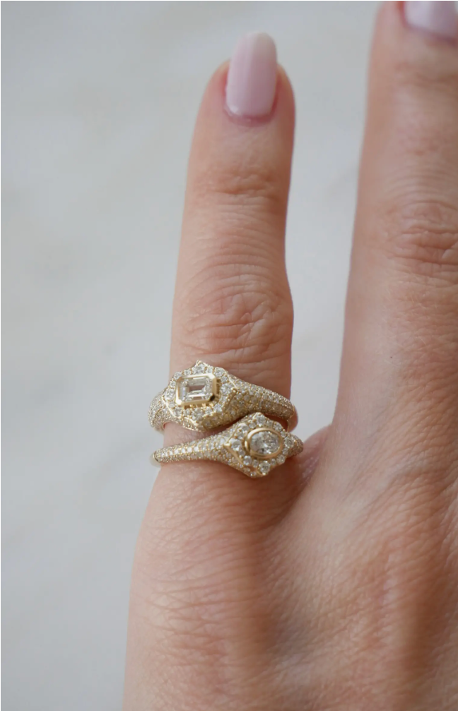 EF Collection Emerald Cut Diamond Daphne Signet Ring