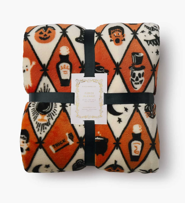 Rifle Paper Co. Halloween Argyle Fleece Blanket
