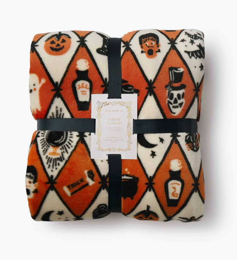 Rifle Paper Co. Halloween Argyle Fleece Blanket