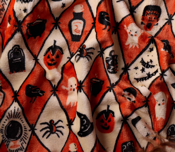 Rifle Paper Co. Halloween Argyle Fleece Blanket