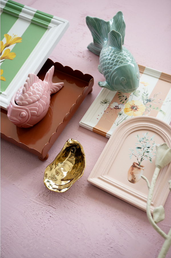 Hazel Mazel Stoneware Fish Shaped Jar, Pink