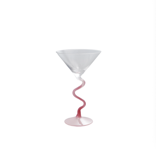 Hazel Mazel Martini Glass w Spiral Stem, Pink