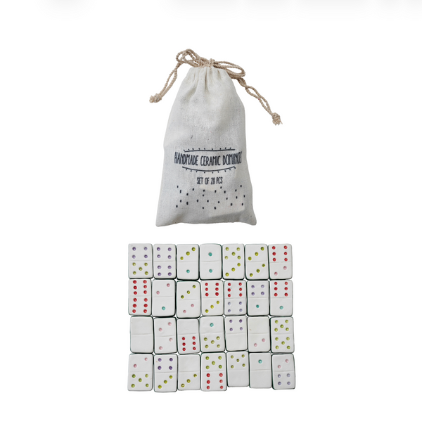 Hazel Mazel Stoneware Dominoes, in Printed Bag