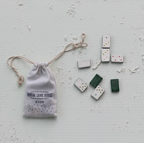 Hazel Mazel Stoneware Dominoes, in Printed Bag